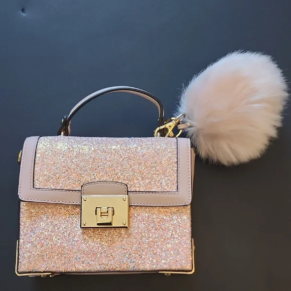 Aldo Glittering Pink Mini Bag with Plush Charm - Picture 5 of 14